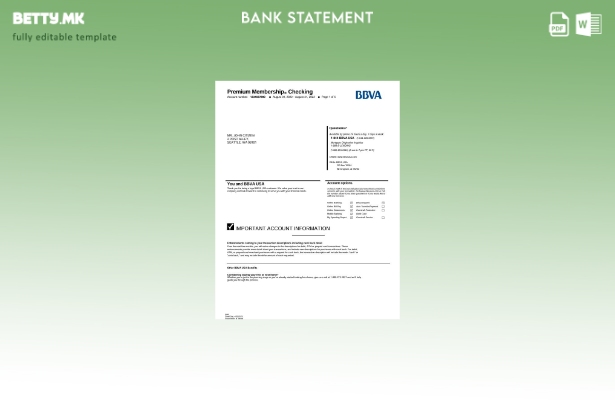 Модерен стил USA BBVA шаблон за збор страници за извод од банка